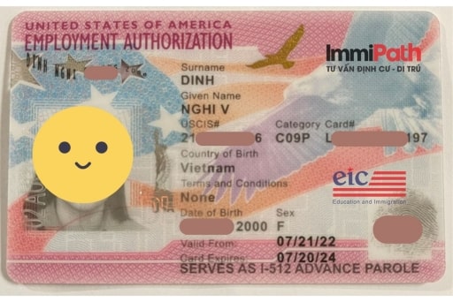 Khách hàng ImmiPath nhận thẻ EAD qua Mỹ làm việc theo diện EB-3 - ImmiPath