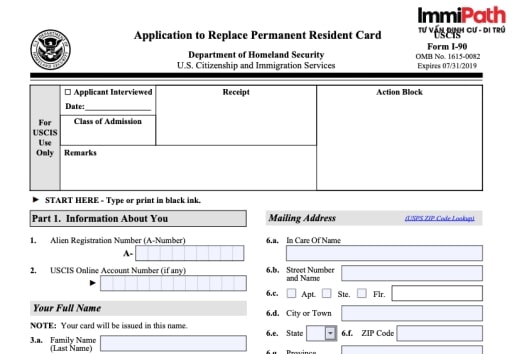 Mẫu I-90 cho việc gia hạn xin thẻ xanh Mỹ - ImmiPath